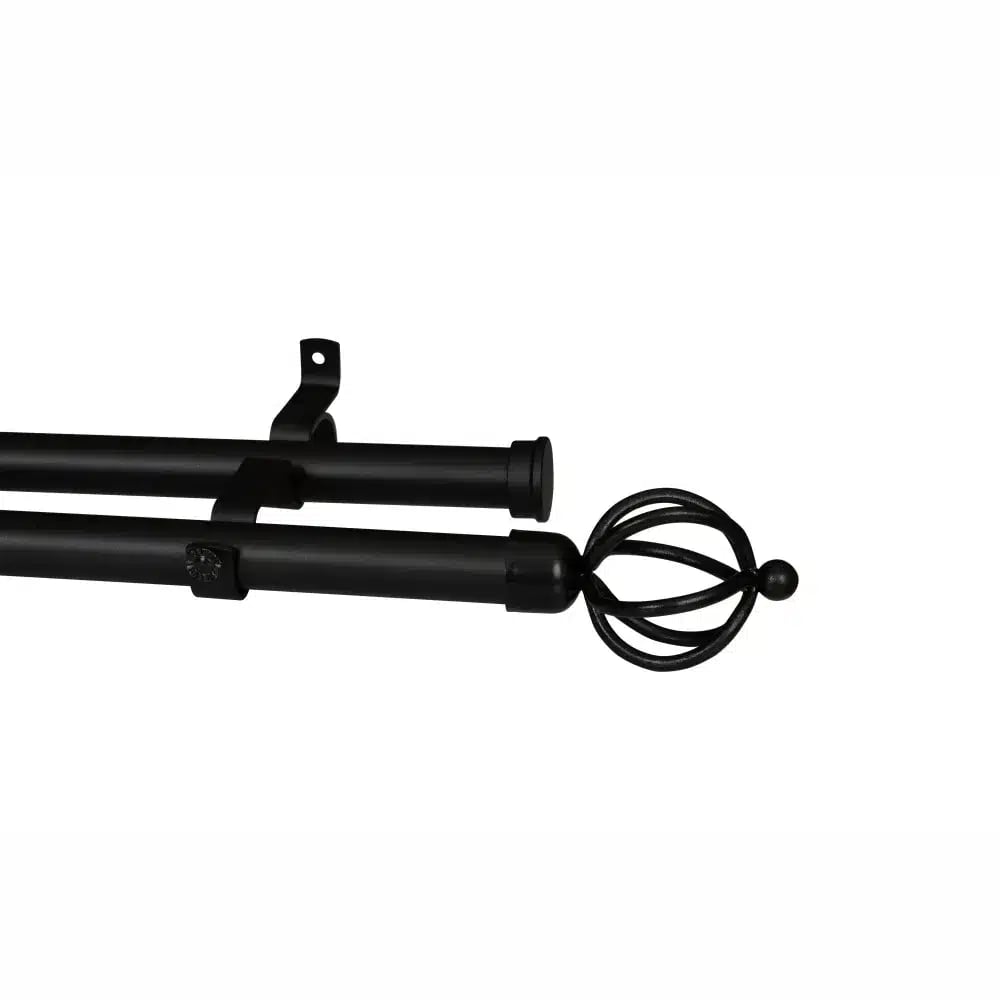 28mm Double Pole Set with Basket Finials - Matt Black