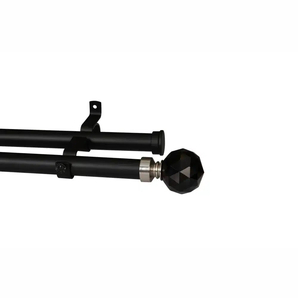 28mm Double Pole Set with Crystal Ball Finials - Matt Black