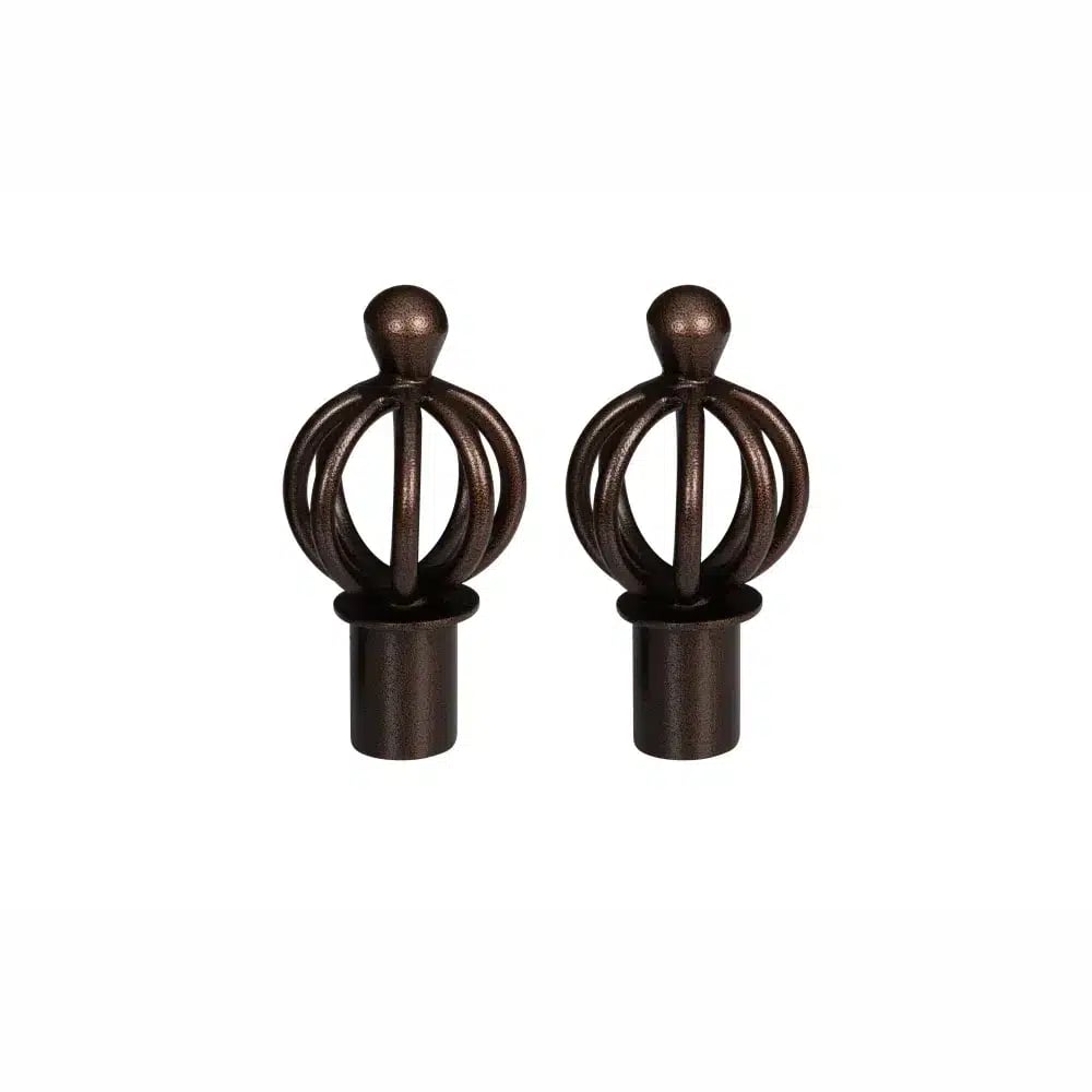 22mm Chariot Curtain Pole Cage Finials - Copper