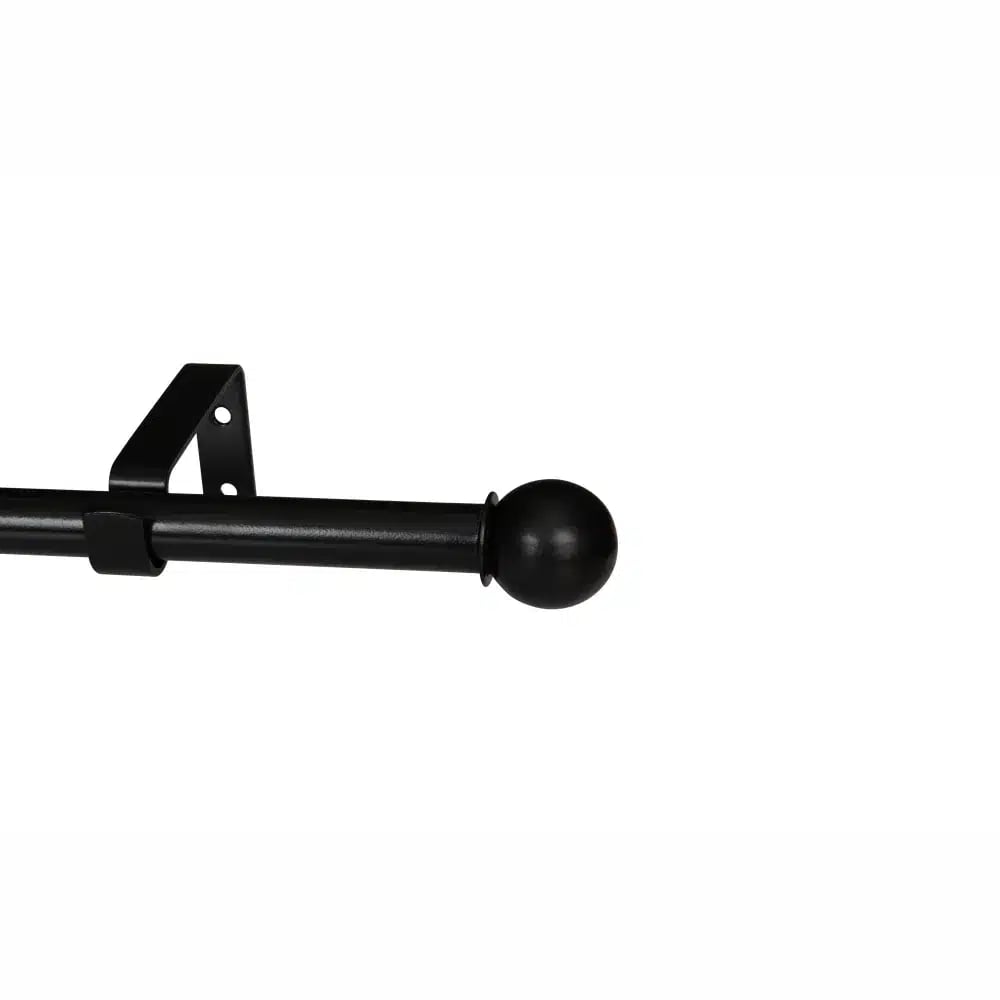 CURTAIN POLE-22MM GOTHIC SINGLE POLE SET-BALL FINIAL-BLACK