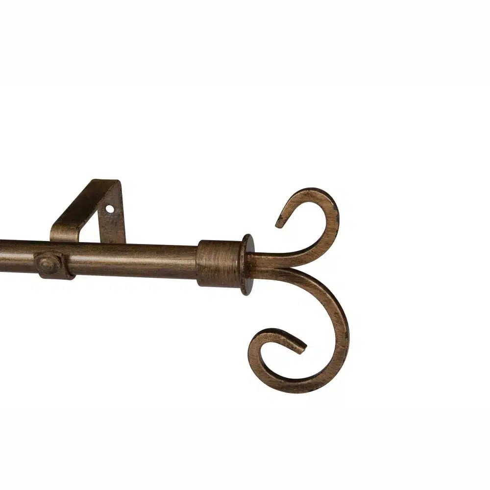 CURTAIN POLE-22MM GOTHIC SINGLE POLE SET-SCROLL FINIAL-BRONZE