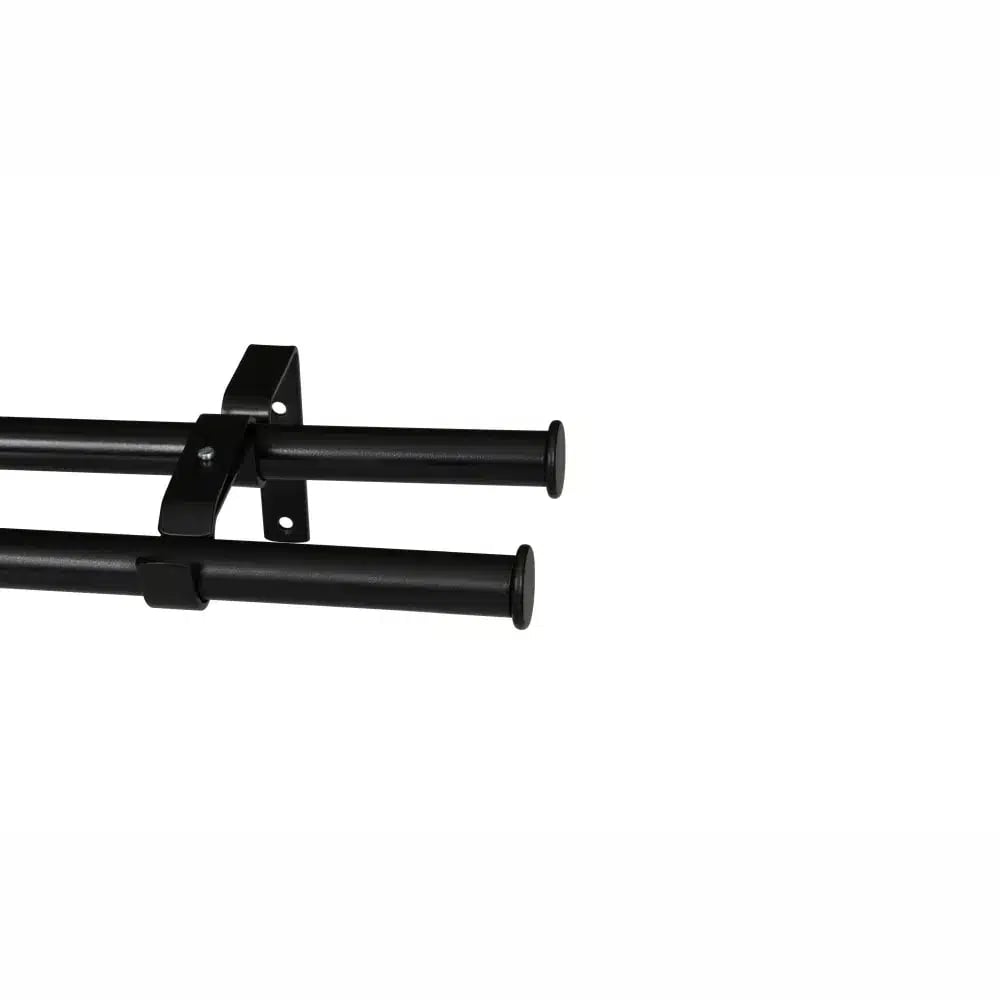 CURTAIN POLE-22MM GOTHIC DOUBLE POLE SET- END CAP-BLACK
