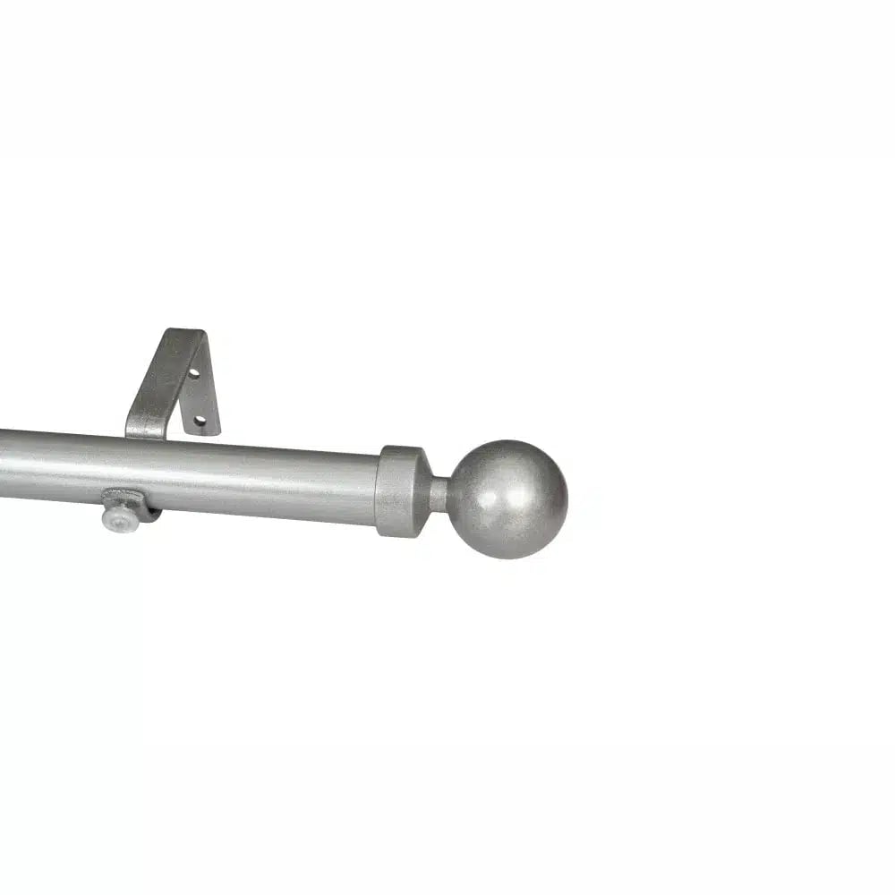 CURTAIN POLE-32MM ELEMENTS SINGLE POLE SET BALL FINIAL-SILVER