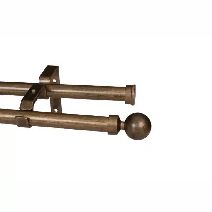 CURTAIN POLE-32MM ELEMENTS DOUBLE POLE SET-BALL FINIAL-BRONZE