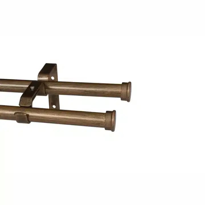CURTAIN POLE-32MM ELEMENTS DOUBLE POLE SET END CAP-BRONZE