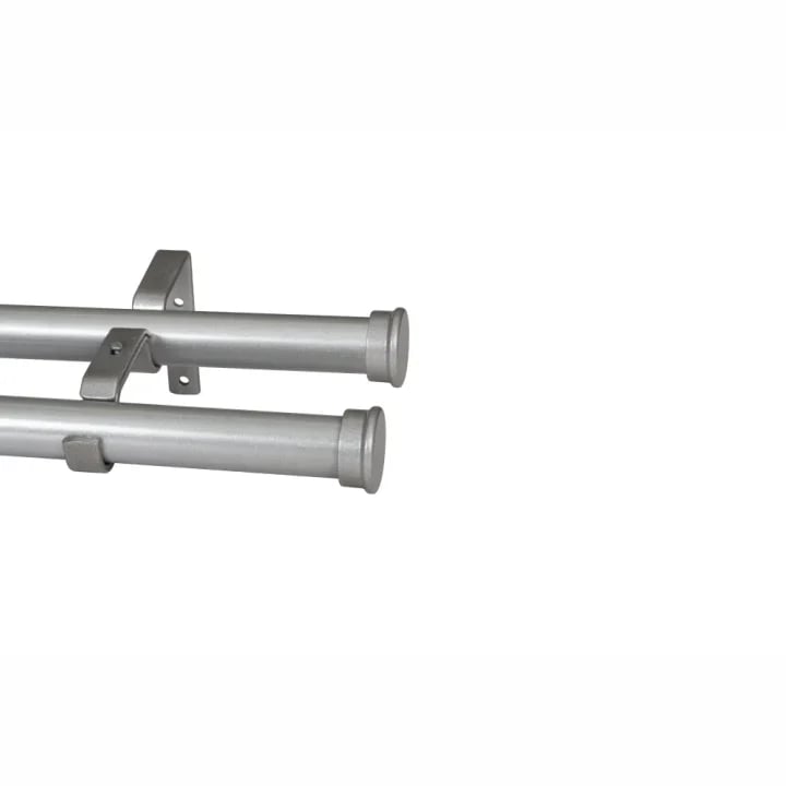 CURTAIN POLE-32MM ELEMENTS DOUBLE POLE SET- END CAP- SILVER
