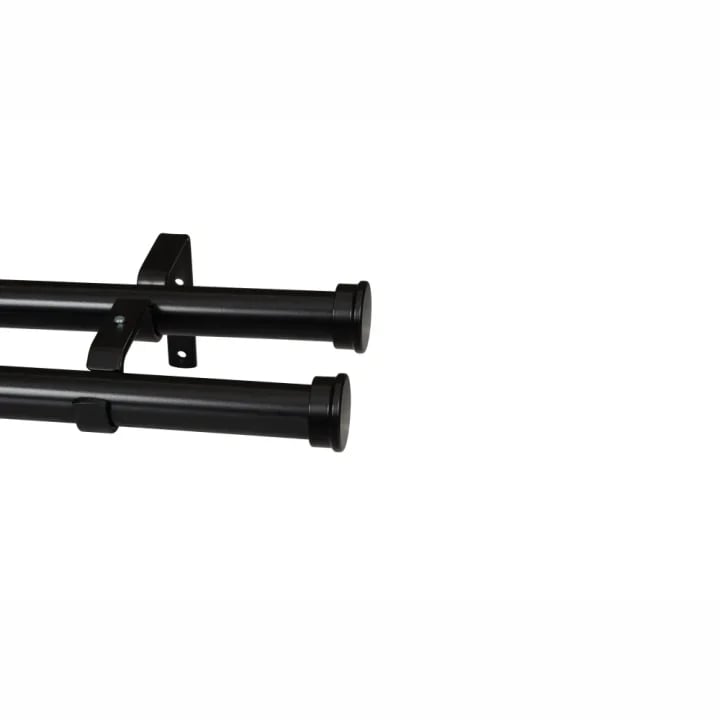 CURTAIN POLE-32MM ELEMENTS DOUBLE POLE SET- END CAP- BLACK