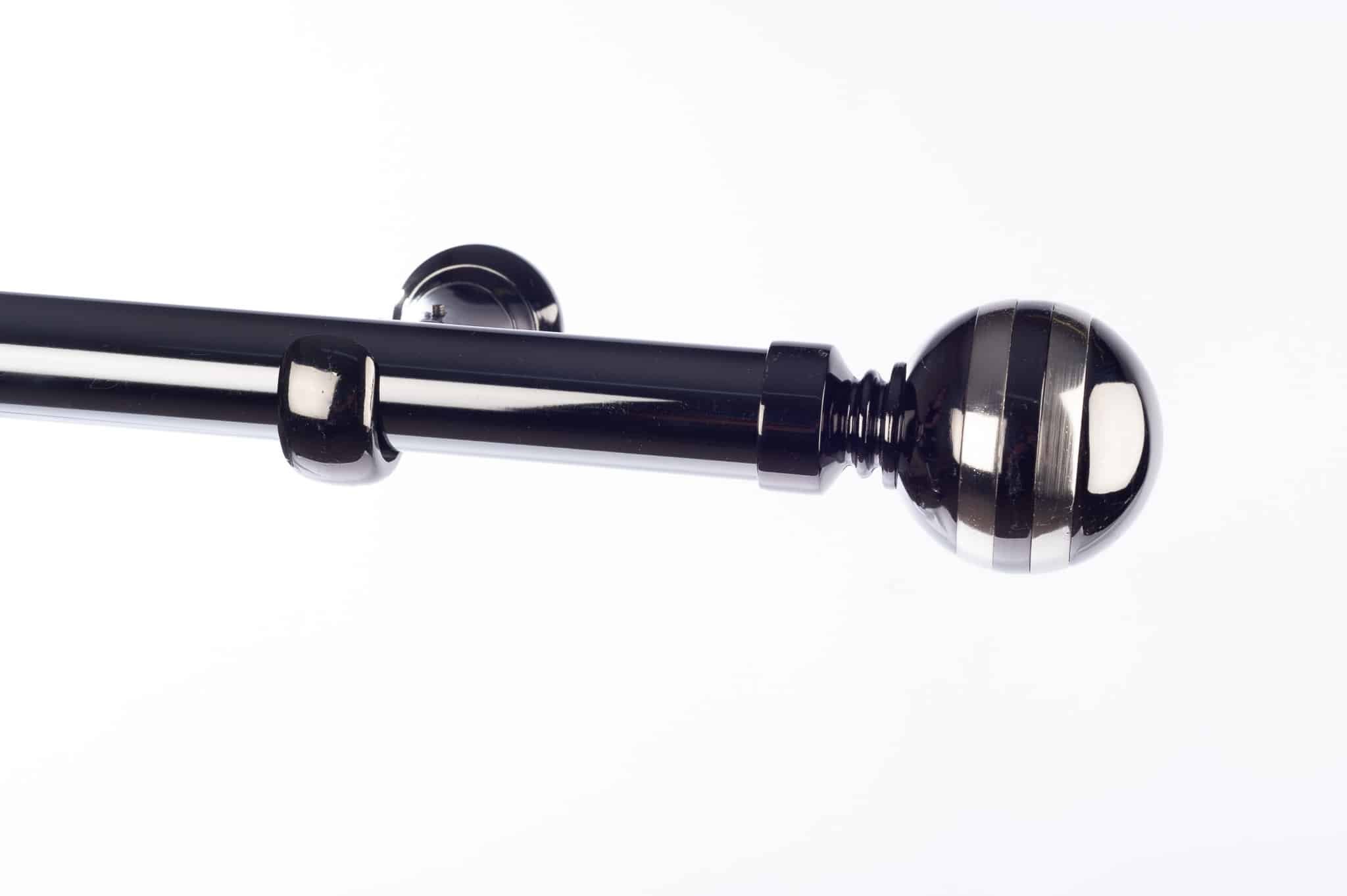 CURTAIN POLE-28MM DESIGNER SINGLE POLE SET JEWEL BLACK NICKEL 1.5M
