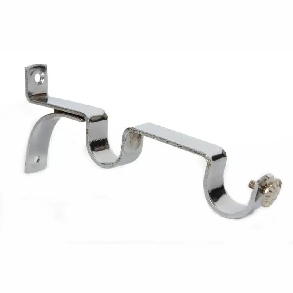 28mm Curtain Pole Double Brackets - Chrome