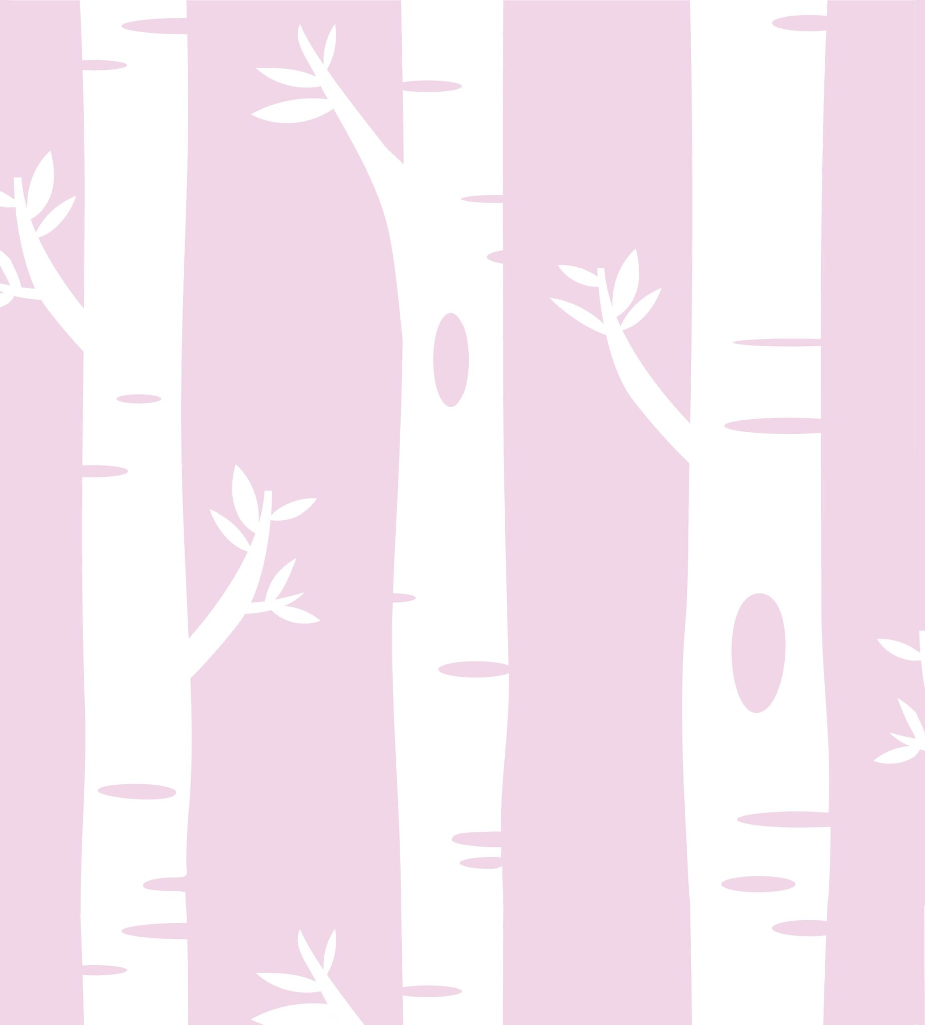 Kids Wallpaper - Birch Tree - Pink
