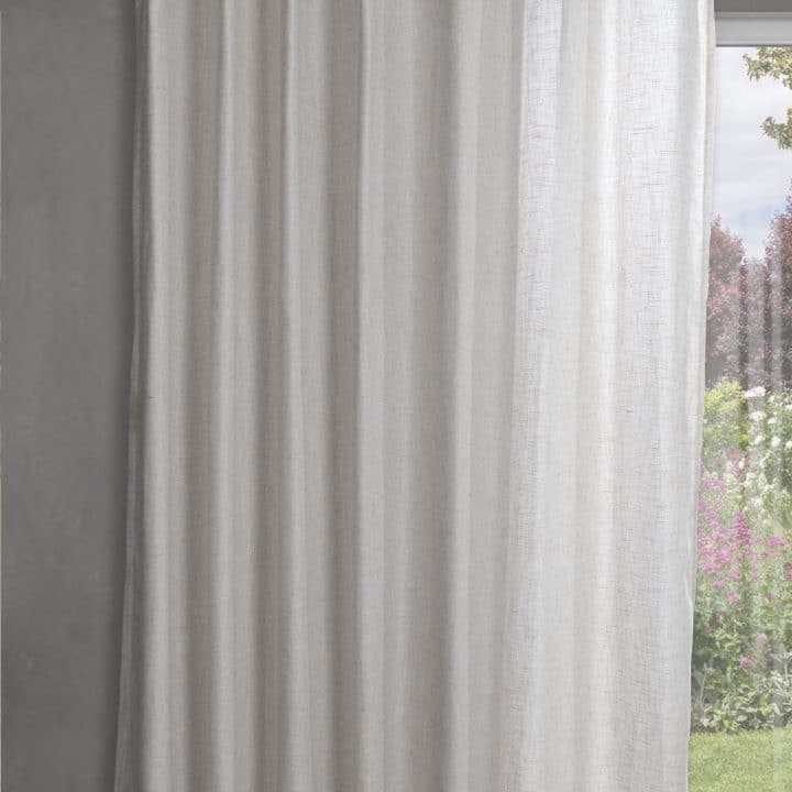 STUART GRAHAM READY MADE SHEER LINEN TEXTURED EYELET CURTAINS-SYMPHONY