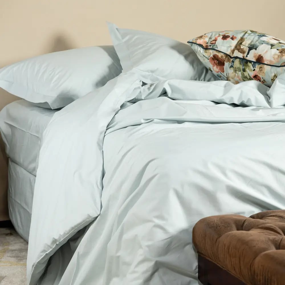 Percale Plain Duck Egg Duvet Cover - 100% cotton