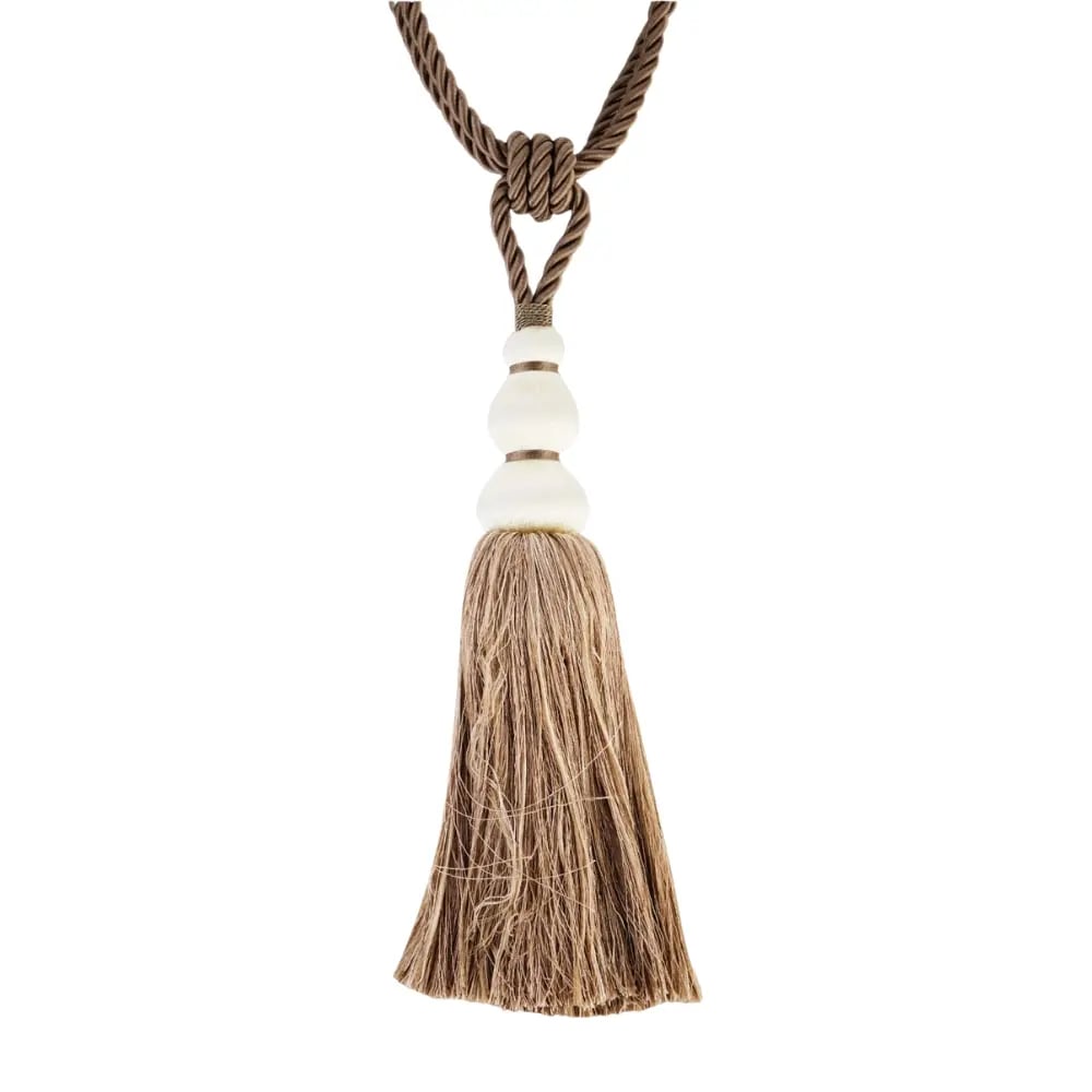 Fabric Tie Backs with Tassels - Brown