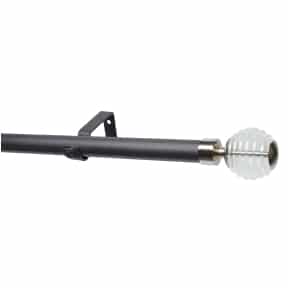 28mm Single Pole Set with Stacked Clear Ball Finials - Gun Metal