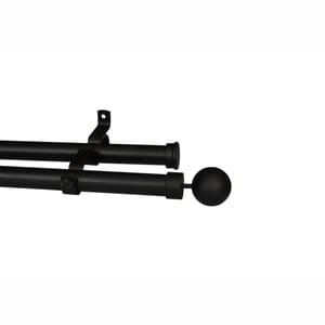 28mm Double Pole Set with Ball Finials - Matt Black