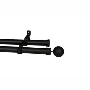 28mm Double Pole Set with Ball Finials - Matt Black