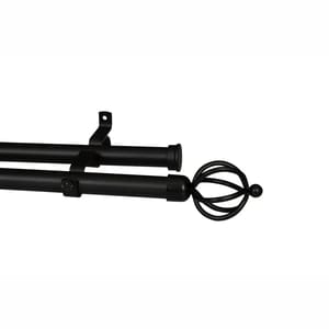 28mm Double Pole Set with Basket Finials - Matt Black