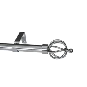 CURTAIN POLE-28MM SINGLE POLE SET BASKET FINIAL-CHROME