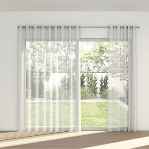 STUART GRAHAM READY MADE SHEER TEXTURED EYELET CURTAINS-WILLOW