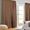 VELVET FABRIC TAPED CURTAIN-COFFEE