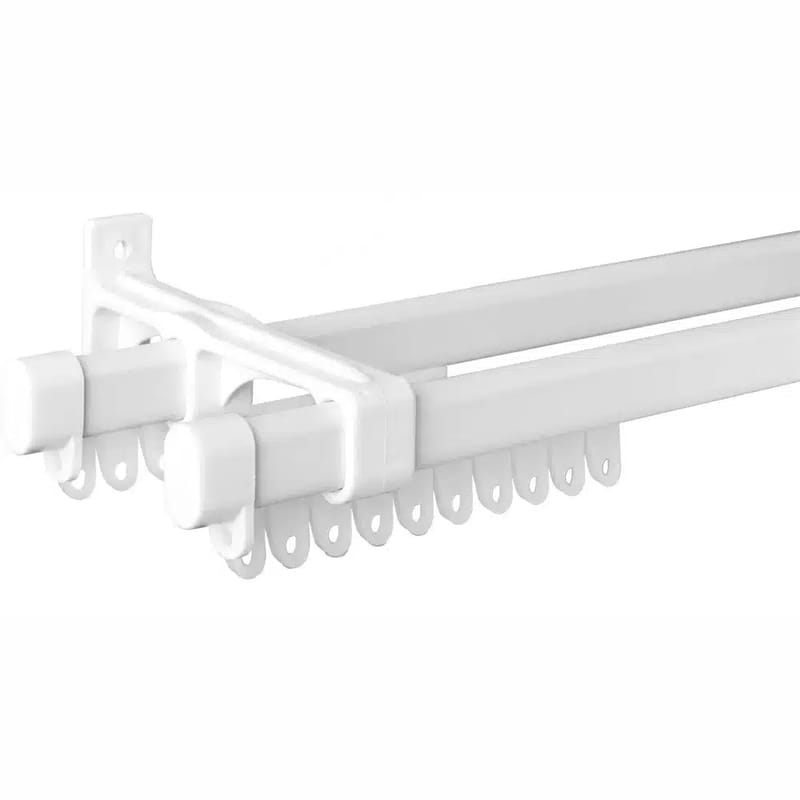 DOUBLE CURTAIN TRACK-CLIPPER STEEL TRACK-WHITE 