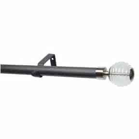28mm Single Pole Set with Stacked Clear Ball Finials - Gun Metal