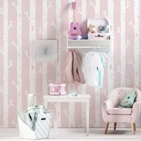 Wallpaper-Kids Birch Tree Pink