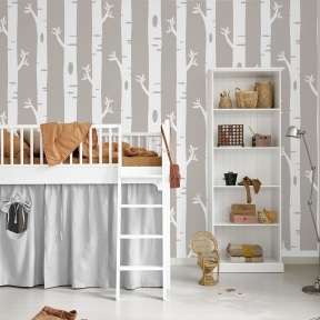 Wallpaper-Kids Birch Tree Grey / Khaki
