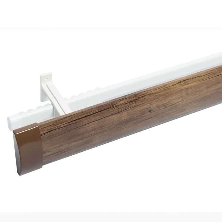 64Mm Pelmet Pole With Curtain Track Walnut