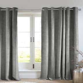Velvet Fabric Eyelet Curtain-Dark Grey