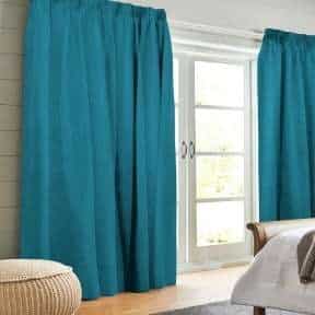 Velvet Fabric Taped Curtain-Dark Blue