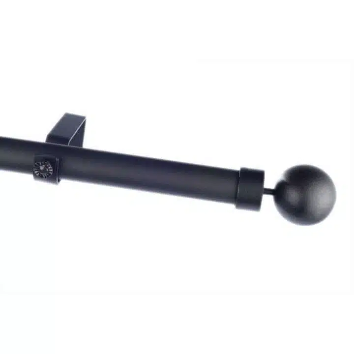 28mm Single Pole Set with Ball Finials - Matt Black