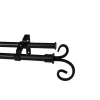 CURTAIN POLE-22MM GOTHIC DOUBLE POLE SET-SCROLL FINIAL-BLACK