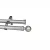 CURTAIN POLE-32MM ELEMENTS DOUBLE POLE SET-BALL FINIAL-SILVER