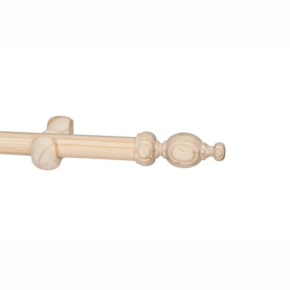 CURTAIN POLE-34MM CLASSIC WOODEN SINGLE POLE SET-CLASSIC FINIALS-NATURAL