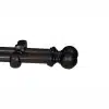 CURTAIN POLE-34MM CLASSIC WOODEN DOUBLE POLE SET-BALL FINIALS-DARK STAIN