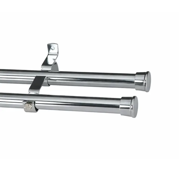 28mm Double Pole Set with End Cap - Chrome