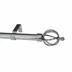 28Mm Single Curtain Pole Set With Basket Finials - Chrome