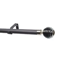 28Mm Single Pole Set With Stacked Black Ball Finials - Matt Black