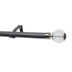 28Mm Single Pole Set With Stacked Clear Ball Finials - Gun Metal