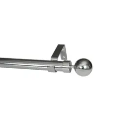 28Mm Single Pole Set With Ball Finials - Chrome