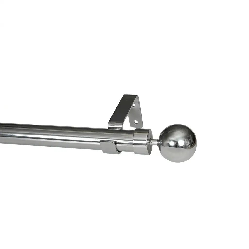 28Mm Single Pole Set With Ball Finials - Chrome 28Mm Single Pole Set With Ball Finials - Chrome