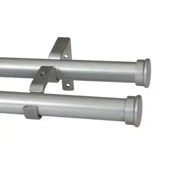 32mm Curtain Pole- Elements Double Pole Set- End Cap- Silver