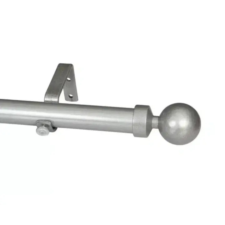 32mm Curtain Pole- Elements Single Pole Set Ball Finial - Silver