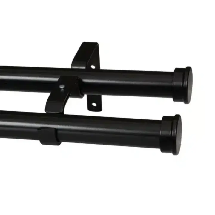32mm Curtain Pole- Elements Double Pole Set End Cap-black