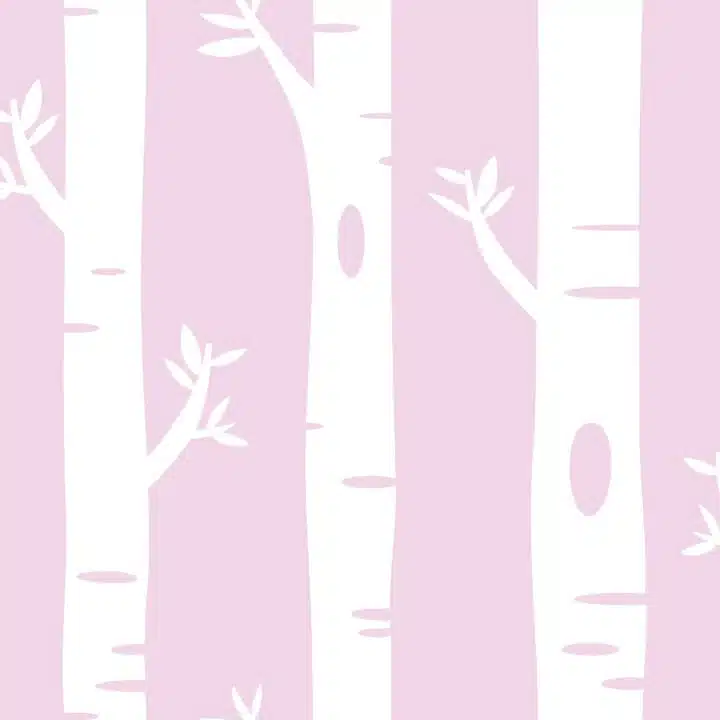 Kids Wallpaper - Birch Tree - Pink