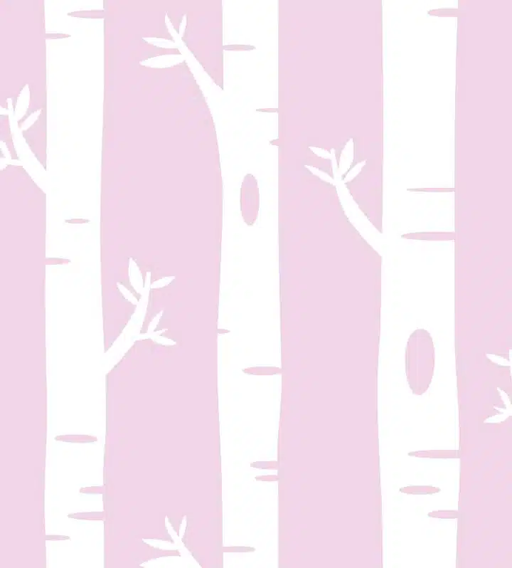 Kids Wallpaper - Birch Tree - Pink