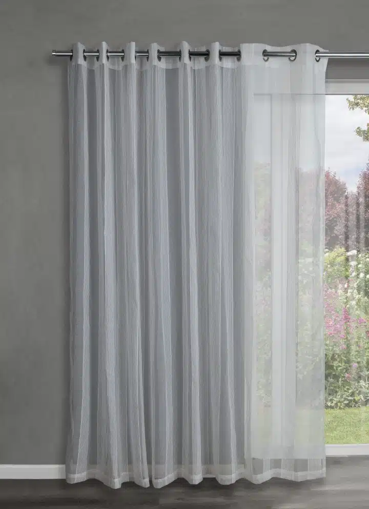 STUART GRAHAM READY MADE UNLINED SHEER EYELET CURTAINS-SUNSHINE