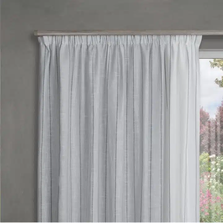 STUART GRAHAM READY MADE SHEER TAPED CURTAINS-RIPTIDE