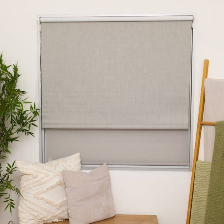 Fabric Roller Blind Blockout And Sheer Set Grey